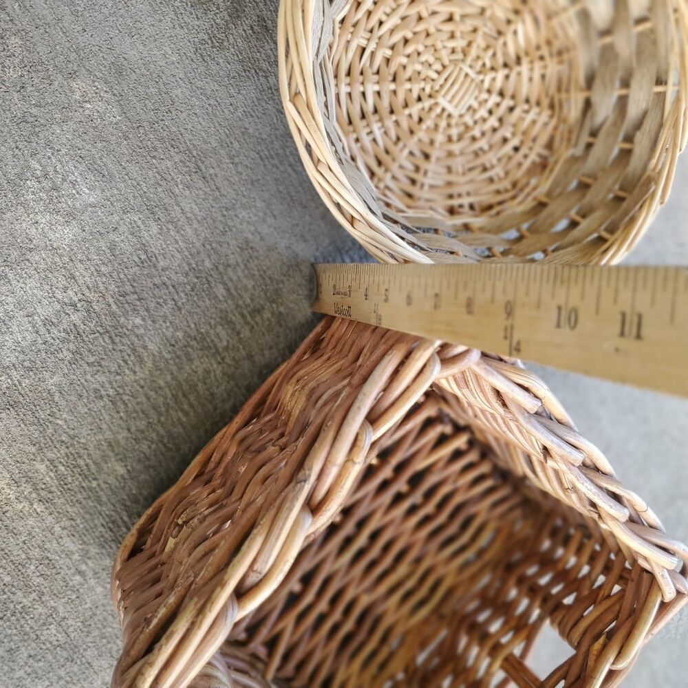 2 Natural Wicker Handcraft Stationery Basket Case Bin